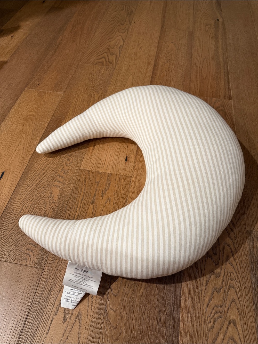 Snuggle Crescent Support Pillow — Cream Stripe
